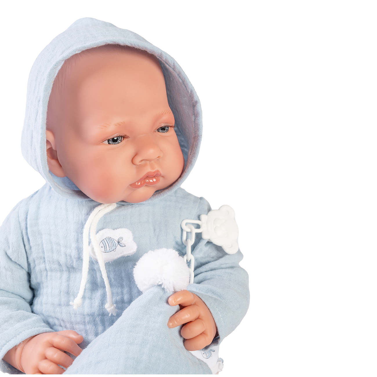 Papusa Bebe, Nacida Cu Perna Tip Peste, 42 Cm, Antonio Juan