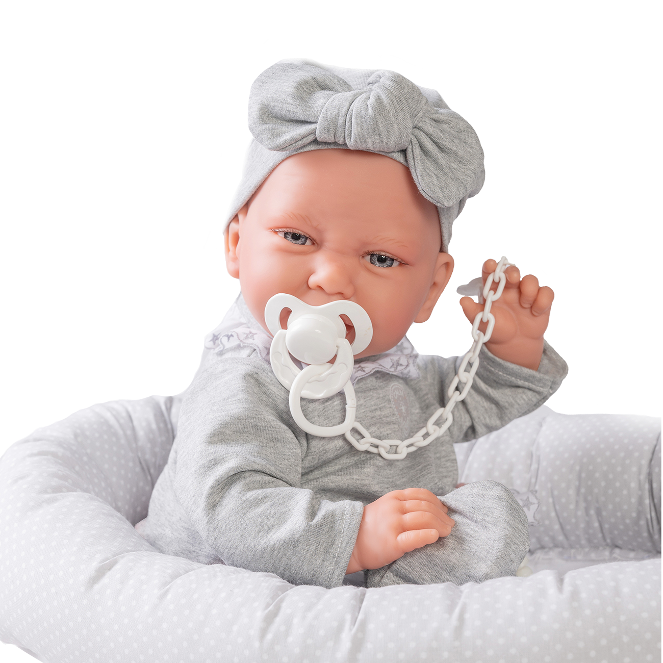 Papusa Bebe Carla Nacida Cu Landou, Gri, 42 Cm, Antonio Juan