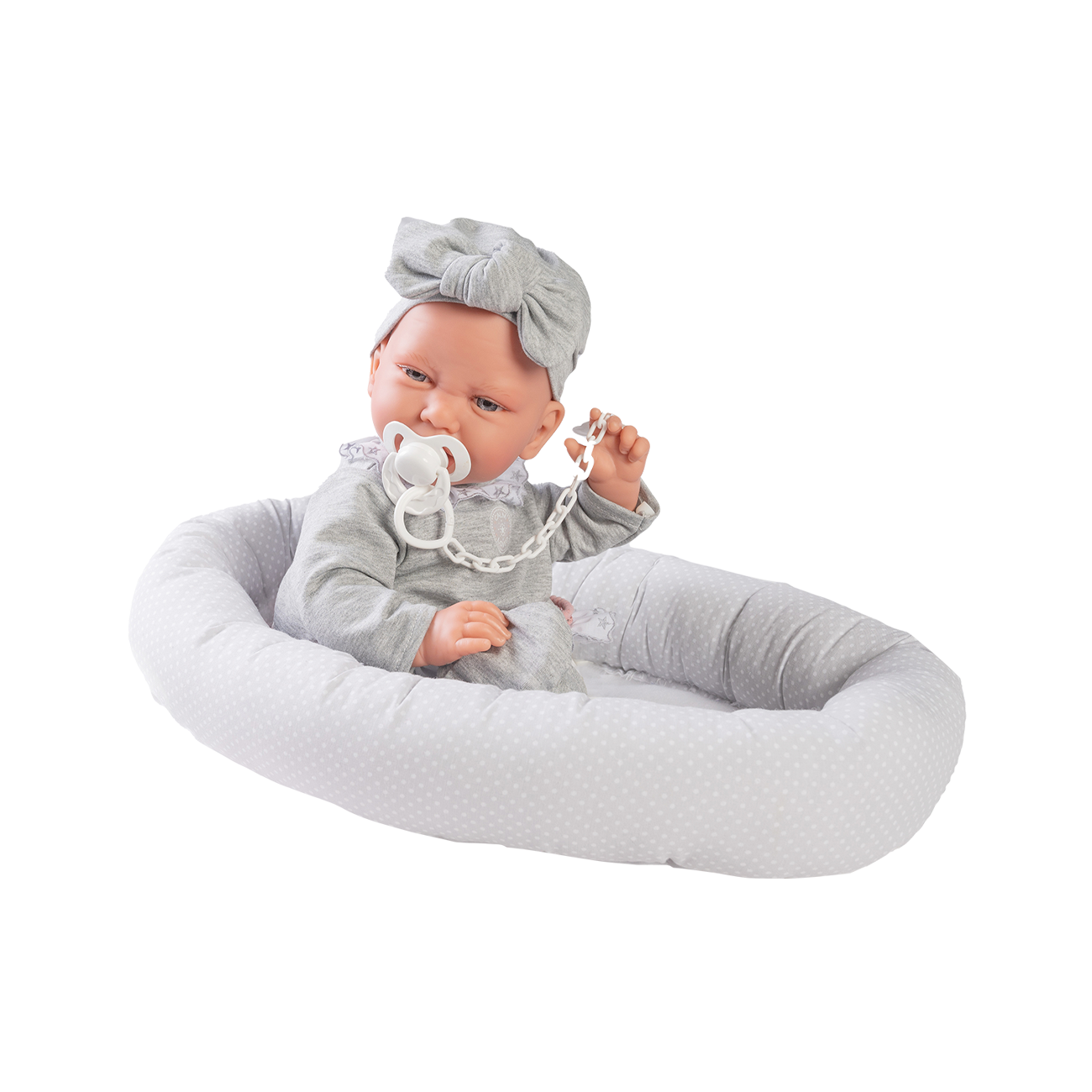 Papusa Bebe Carla Nacida Cu Landou, Gri, 42 Cm, Antonio Juan