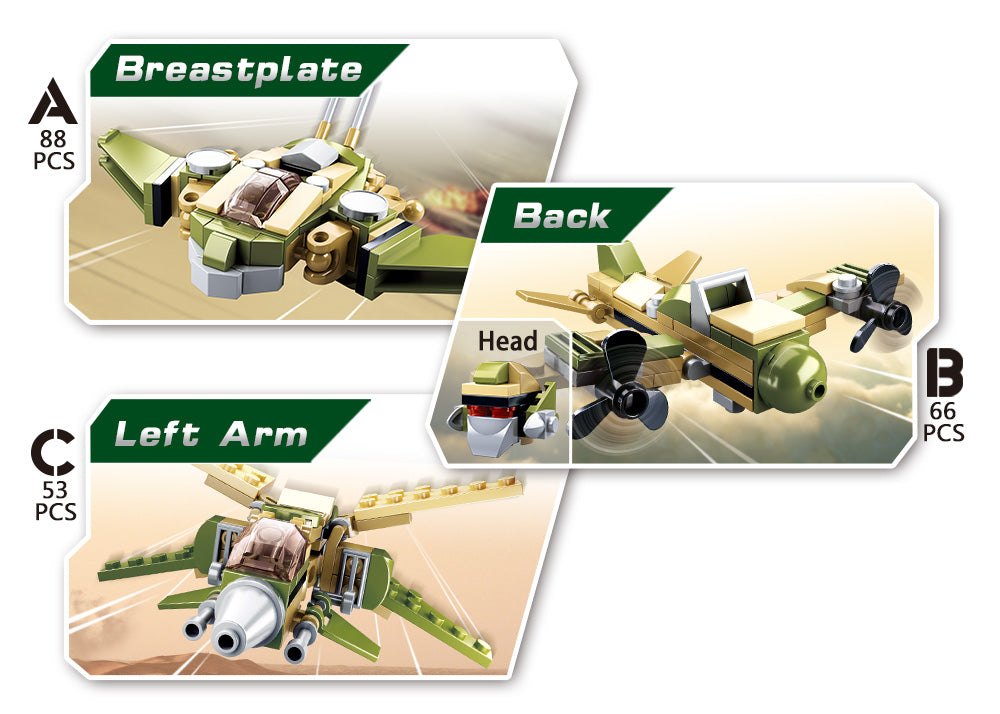 Set de constructie display Robot al Fortelor Terestre 6 in 1, 448 piese, Sluban