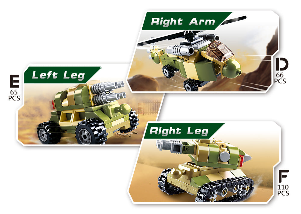 Set de constructie display Robot al Fortelor Terestre 6 in 1, 448 piese, Sluban