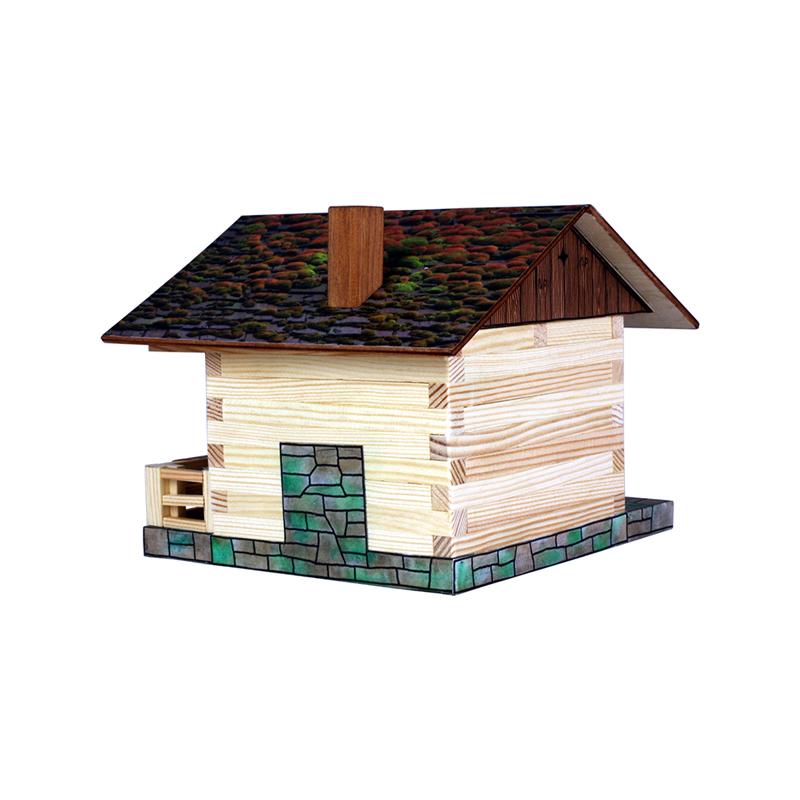 Set constructie arhitectura Cabanuta alpina, 102 piese din lemn, Walachia - Manute Creative