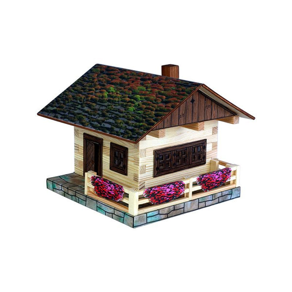 Set constructie arhitectura Cabanuta alpina, 102 piese din lemn, Walachia - Manute Creative
