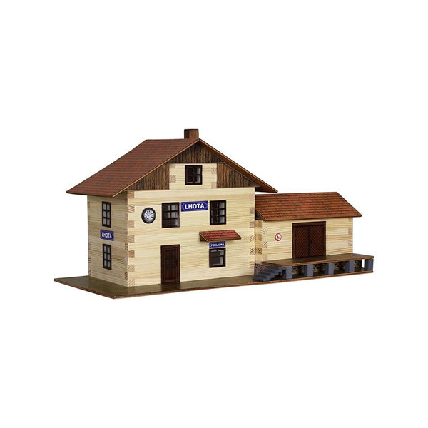 Set constructie arhitectura Gara, 213 piese din lemn, Walachia - Manute Creative