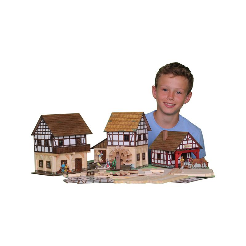 Set constructie arhitectura Granar cu grinzi, 115 piese din lemn, Walachia - Manute Creative