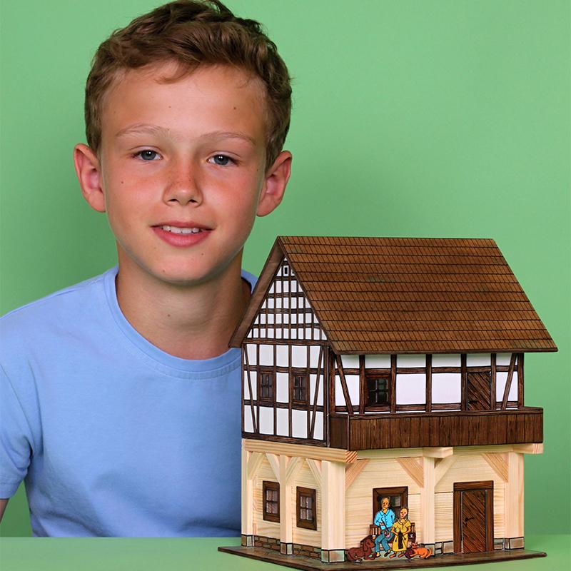 Set constructie arhitectura Granar cu grinzi, 115 piese din lemn, Walachia - Manute Creative