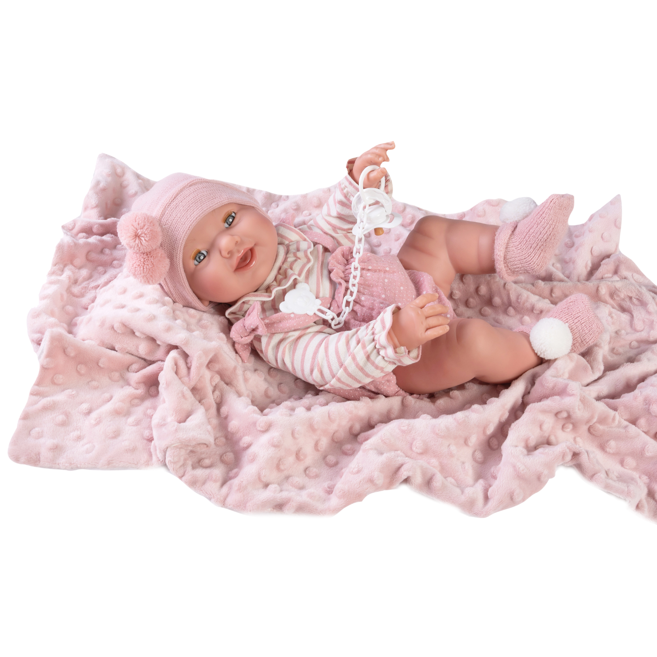 Papusa Fetita, Bebelus Nou Nascut Mia Care Face Pipi, 42 cm, Antonio Juan