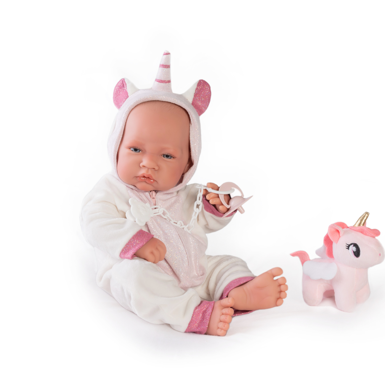 Papusa Nou-nascut In Pijama Unicorn, 42 cm, Antonio Juan