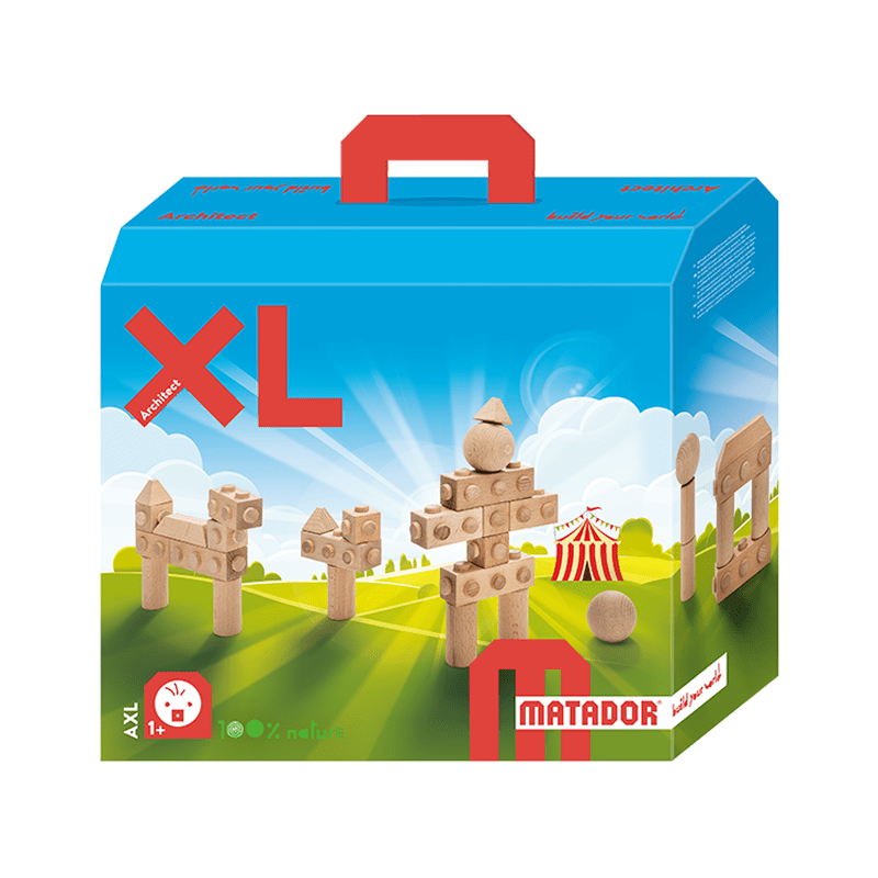 Set cuburi de constructie din lemn Architect XL, +1 an, Matador