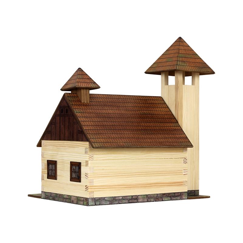 Set constructie arhitectura Statie de pompieri, 128 piese din lemn, Walachia - Manute Creative