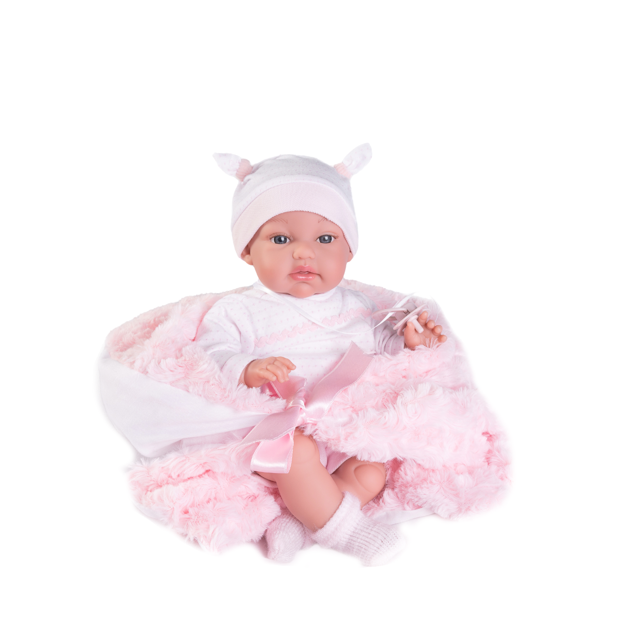 Papusa Fetita, Bebelus Nou Nascut Toneta, Cu Mecanism De Plans, 34 cm, Antonio Juan