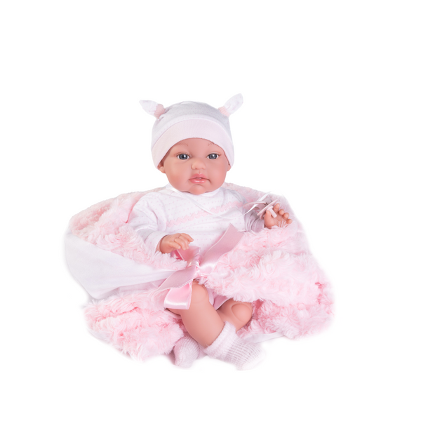 Papusa Fetita, Bebelus Nou Nascut Toneta, Cu Mecanism De Plans, 34 cm, Antonio Juan