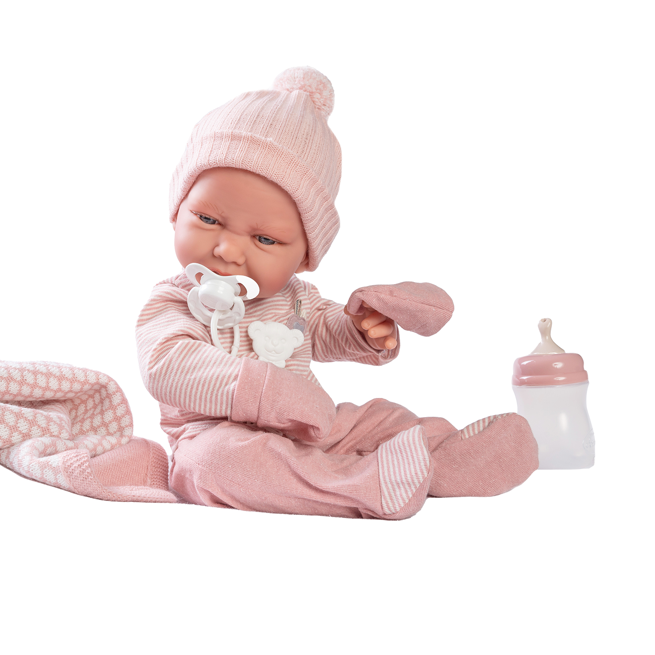 Papusa Bebe Realist Carla Cu Manusi Si Biberon, 42 cm, Antonio Juan