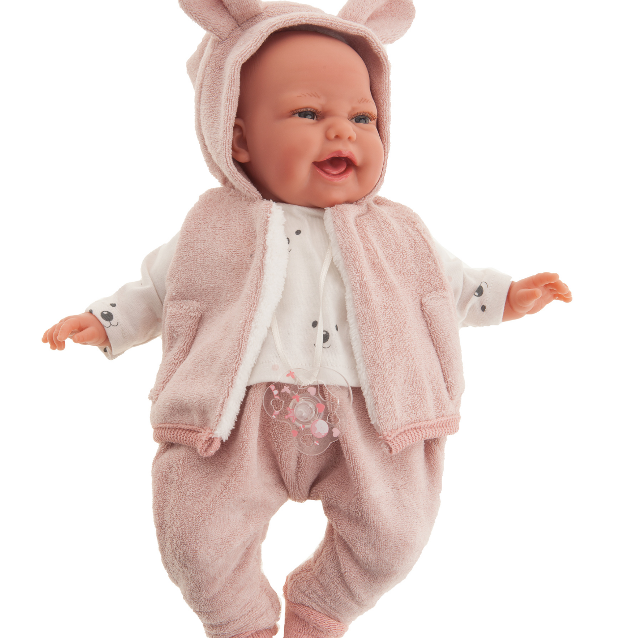 Papusa Bebelus nou nascut Clara Chaleco cu perinita si vestuta, 34 cm, Antonio Juan