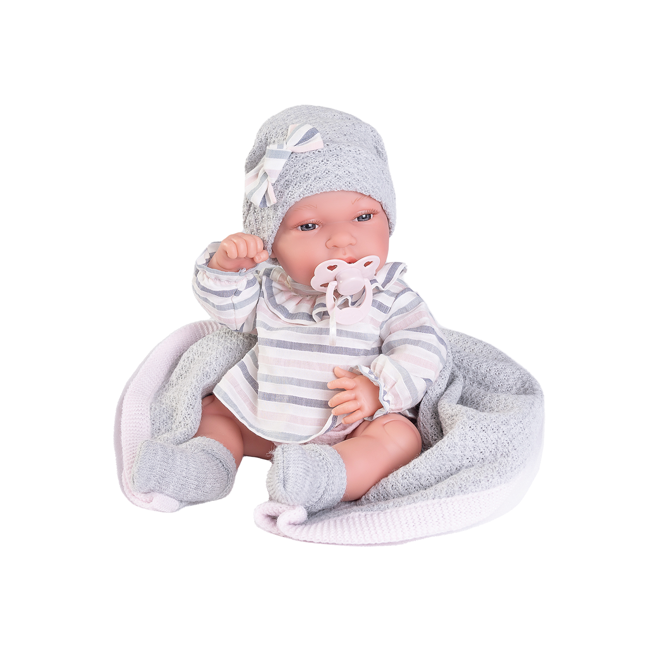 Papusa Bebe Nou Nascut, Toneta Cu Paturica, 33 cm, Antonio Juan