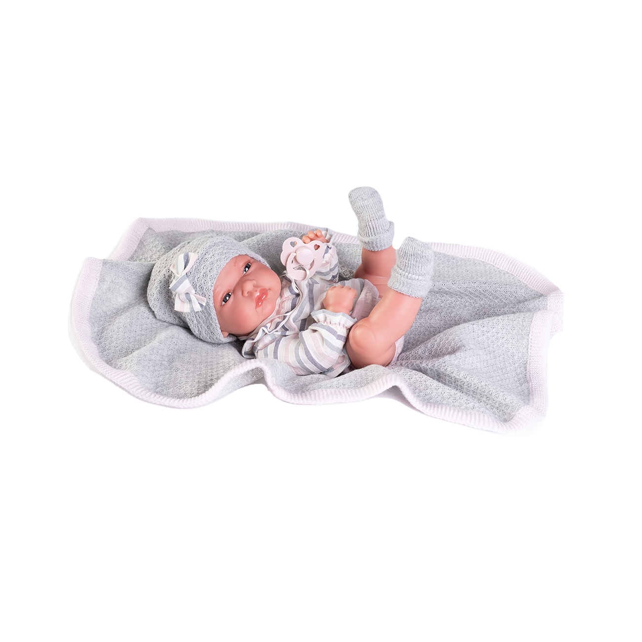 Papusa Bebe Nou Nascut, Toneta Cu Paturica, 33 cm, Antonio Juan