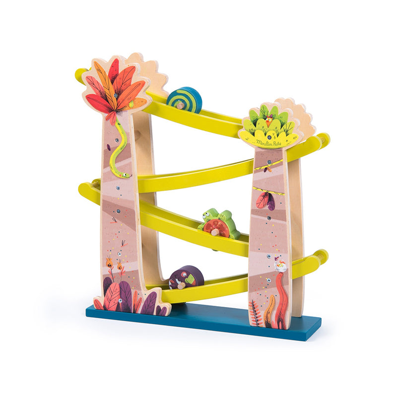 Cascada interactiva din lemn cu animalute, Dans le Jungle, Moulin Roty