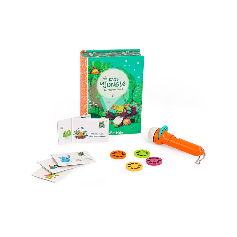 Lanterna proiector cu 5 basme din jungla, Moulin Roty