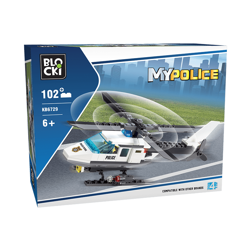Set cuburi constructie MyPolice Elicopter de politie, 102 piese, Blocki