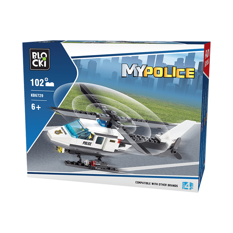 Set cuburi constructie MyPolice Elicopter de politie, 102 piese, Blocki
