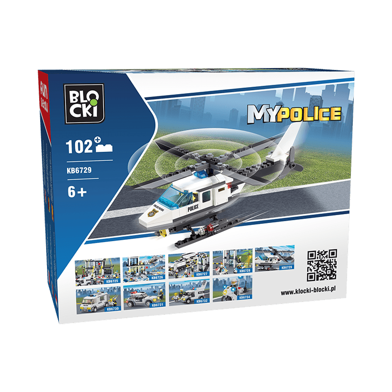 Set cuburi constructie MyPolice Elicopter de politie, 102 piese, Blocki