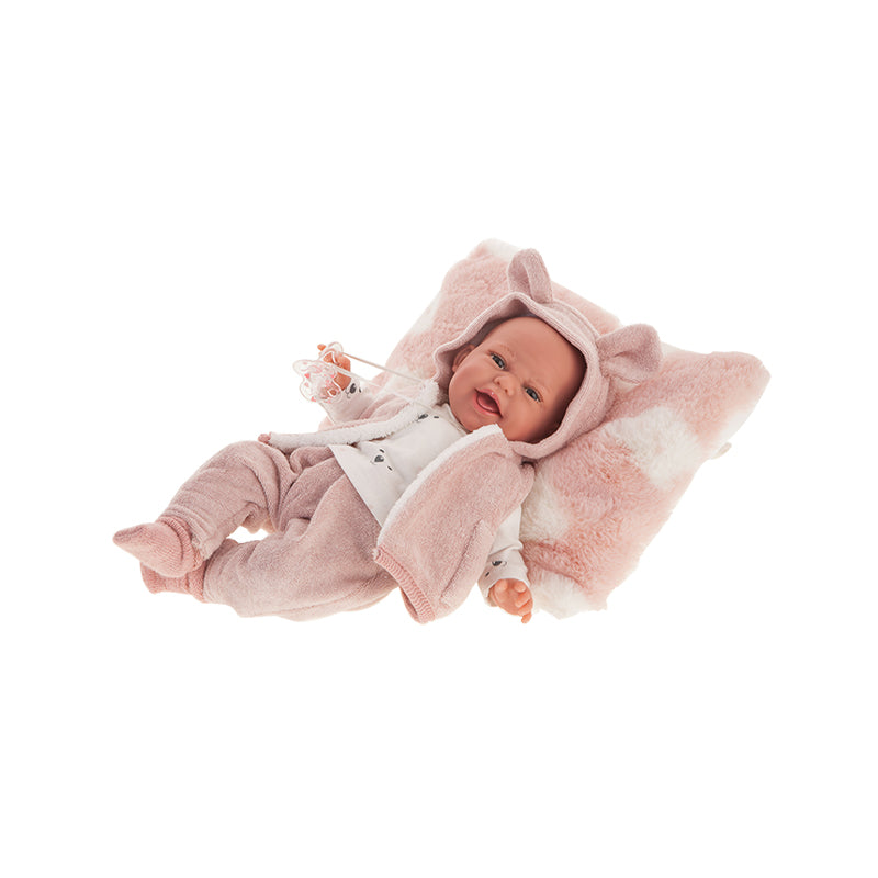 Papusa Bebelus nou nascut Clara Chaleco cu perinita si vestuta, 34 cm, Antonio Juan