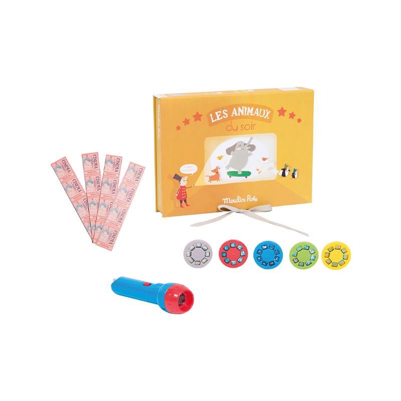 Cinema la cutie, lanterna proiectie diapozitive 5 povesti Les Animaux, 4 ani+, Moulin Roty - Manute Creative