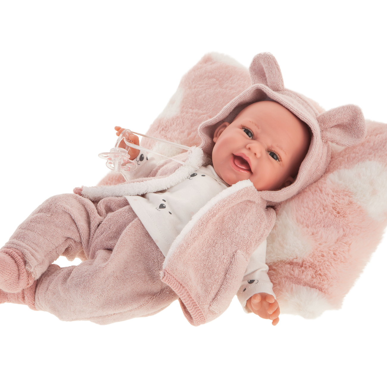 Papusa Bebelus nou nascut Clara Chaleco cu perinita si vestuta, 34 cm, Antonio Juan
