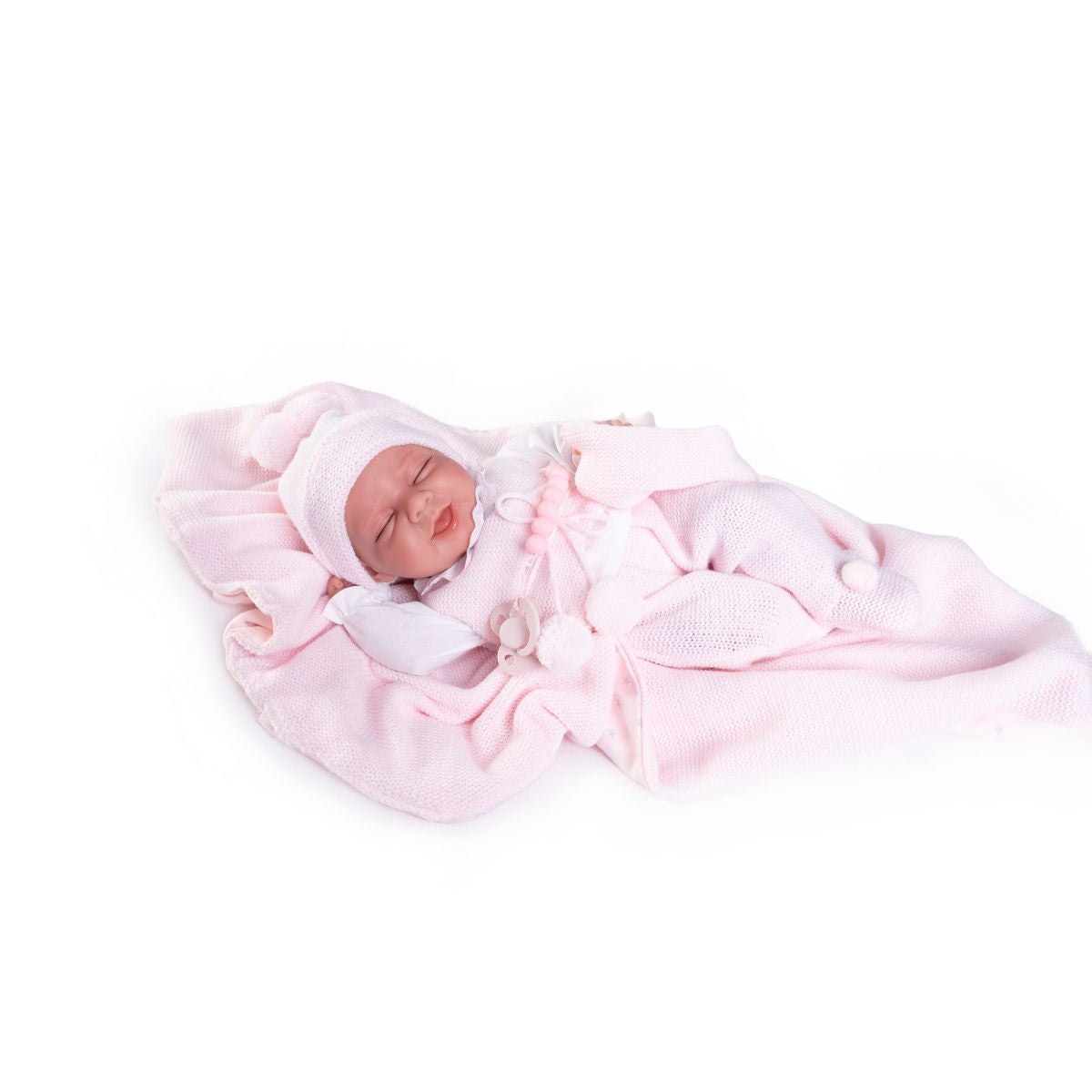 Papusa Bebe Little Reborn Fetita Lluna, cu Gentuta de Umar pentru Transport, 33 cm, +3 ani, Antonio Juan