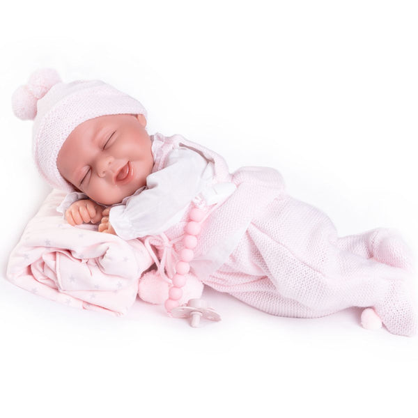 Papusa Bebe Little Reborn Fetita Lluna, cu Gentuta de Umar pentru Transport, 33 cm, +3 ani, Antonio Juan