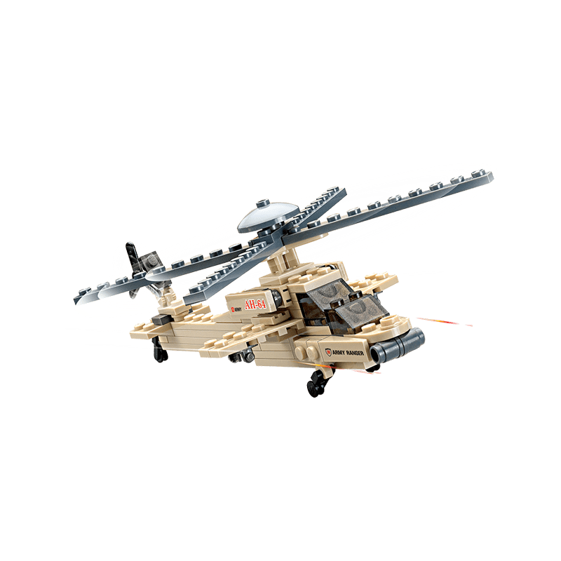 Set cuburi constructie MyArmy Elicopter militar, 97 piese, Blocki