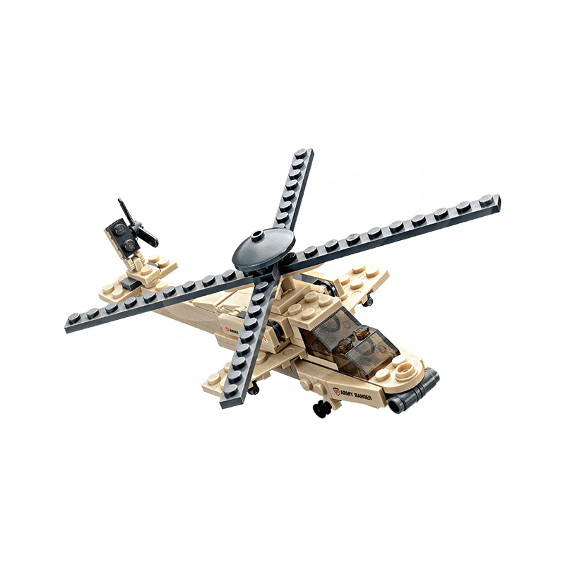 Set cuburi constructie MyArmy Elicopter militar, 97 piese, Blocki