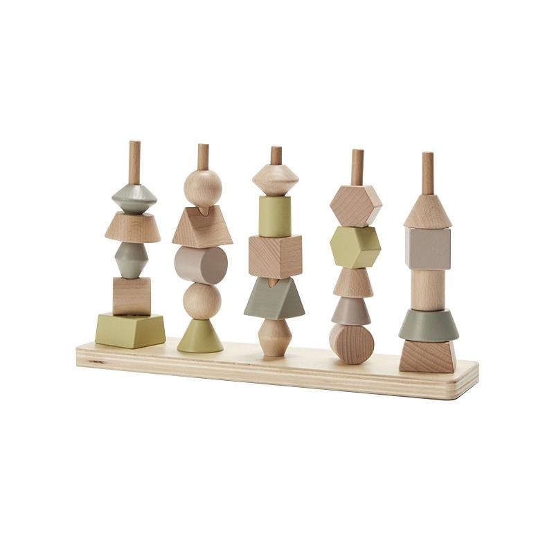Joc educativ de stivuire cu diverse corpuri geometrice, culori pastelate, +3 ani, byAstrup - Manute Creative