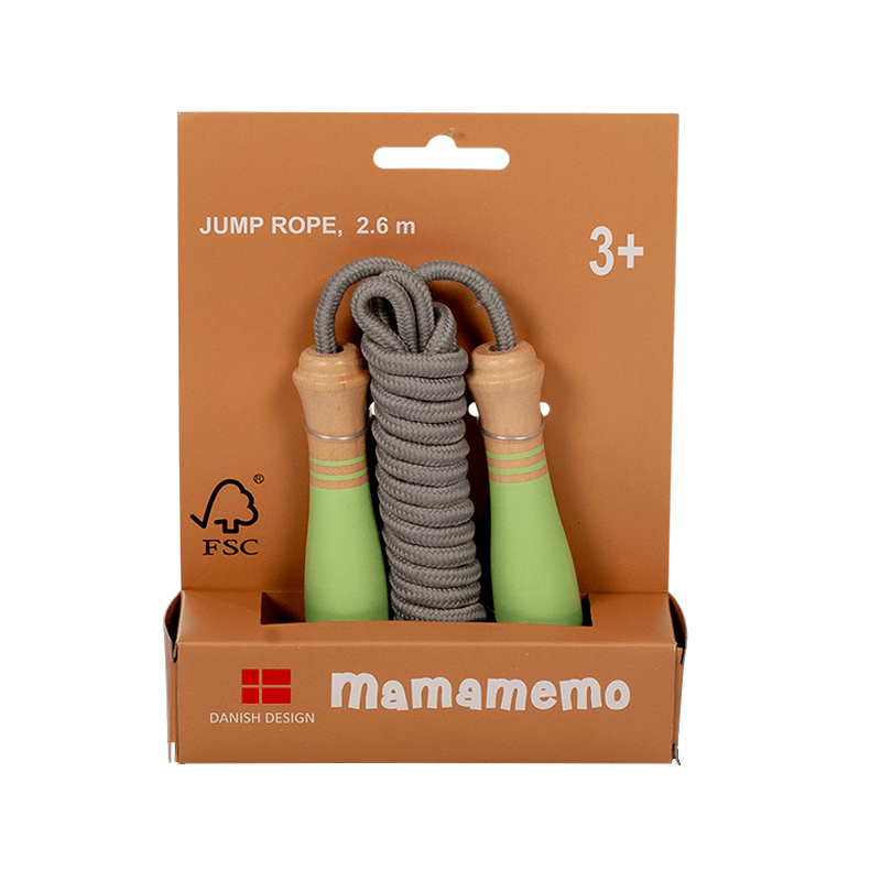 Coarda sarit cu manere din lemn FSC, 3+ verde pal, MamaMemo - Manute Creative