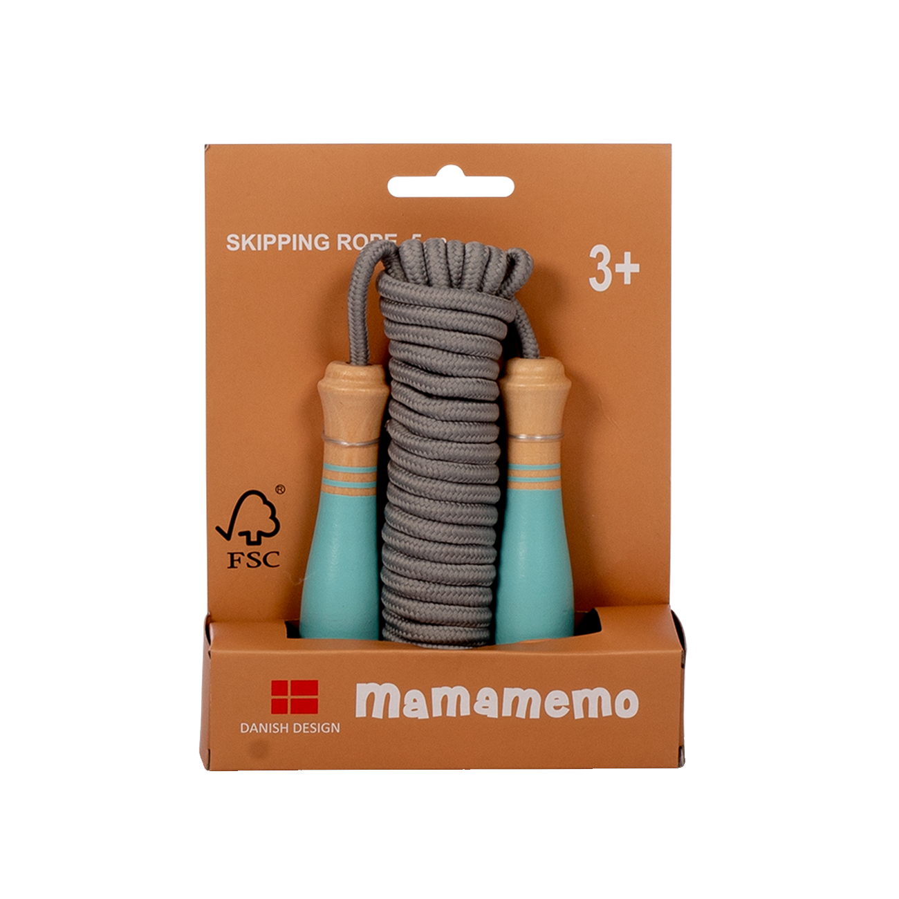 Coarda sarit cu manere din lemn FSC, 5m,  turquoise, MAMAMEMO