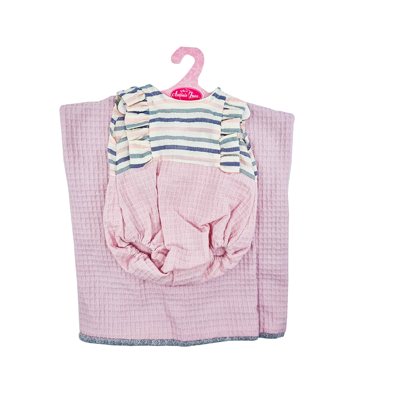 Hainute pentru papusi de 42 cm, body si prosop roz, Antonio Juan