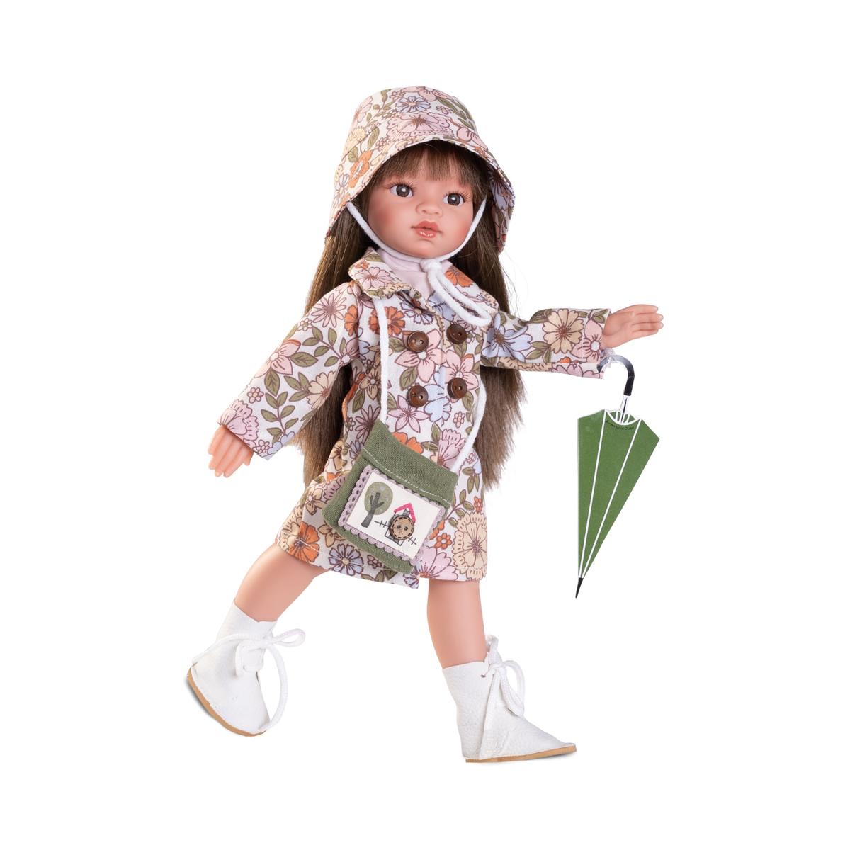 Papusa Fashion Fetita Emily Chubasquero, Corp din Vinil, 33 cm, +3 ani, Antonio Juan