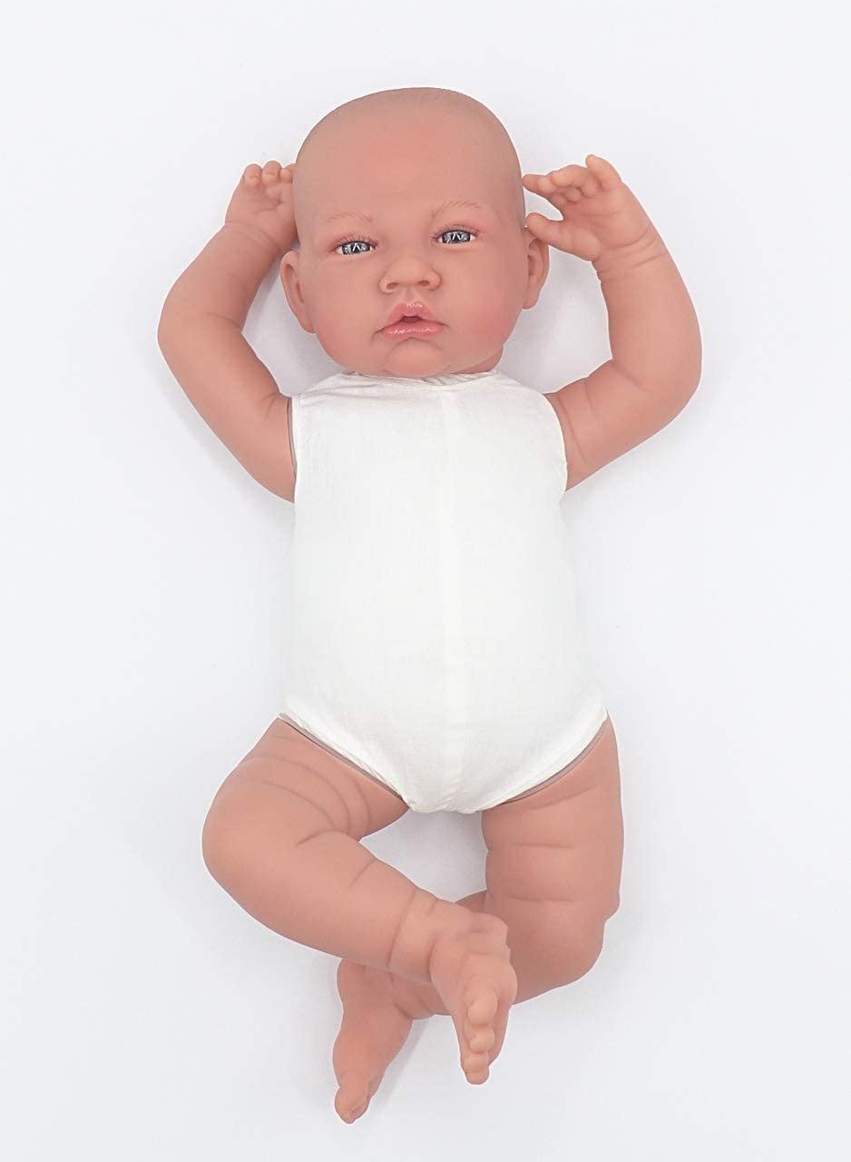 Papusa bebe realist Nacida Reborn cu pernuta, cu articulatii, gri, Antonio Juan - Manute Creative
