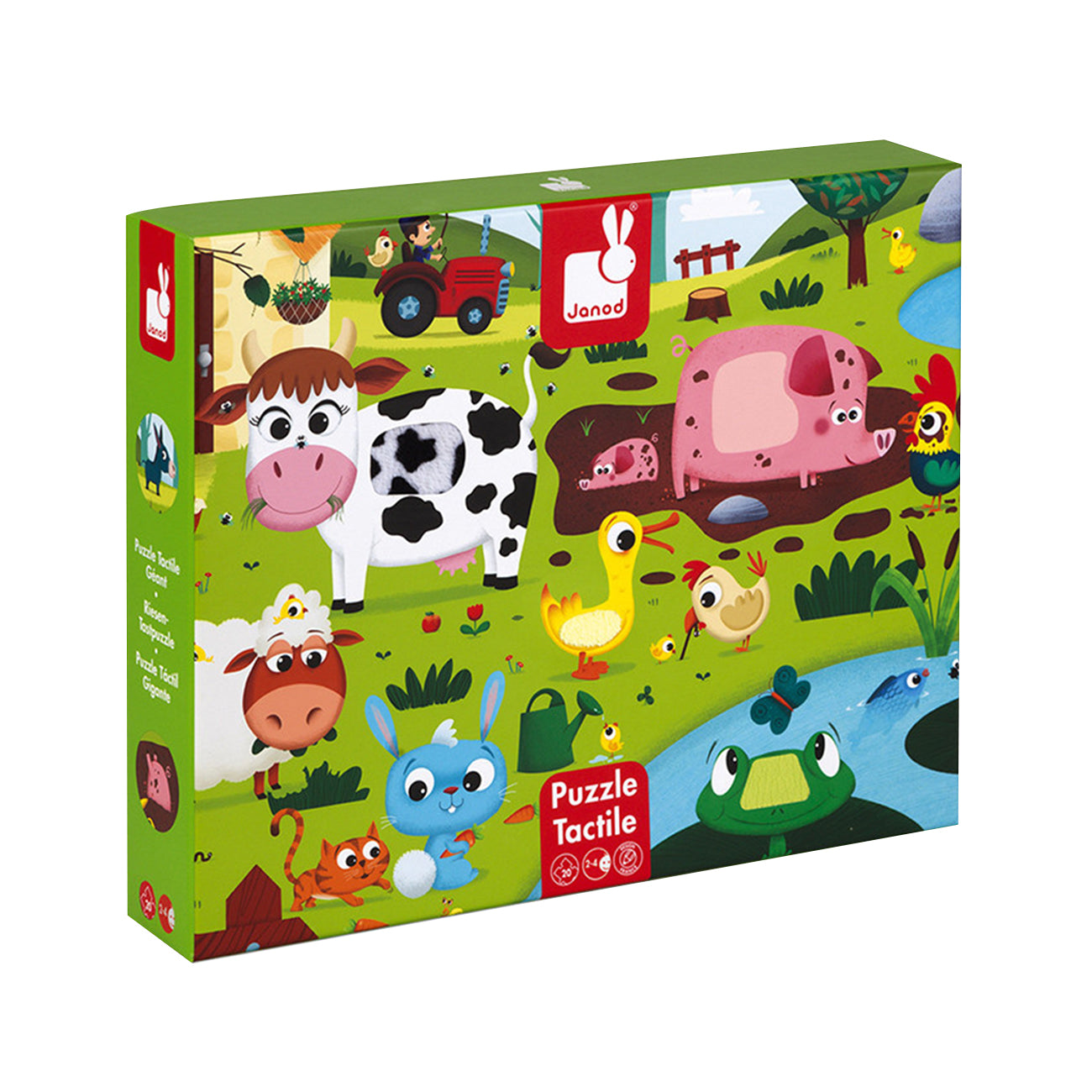 Puzzle tactil, animalele de la ferma, 20 piese, +2 ani, Janod