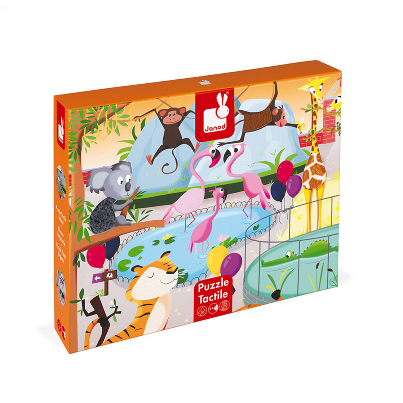 Puzzle tactil, gradina zoologica, 20 piese, +2 ani, Janod