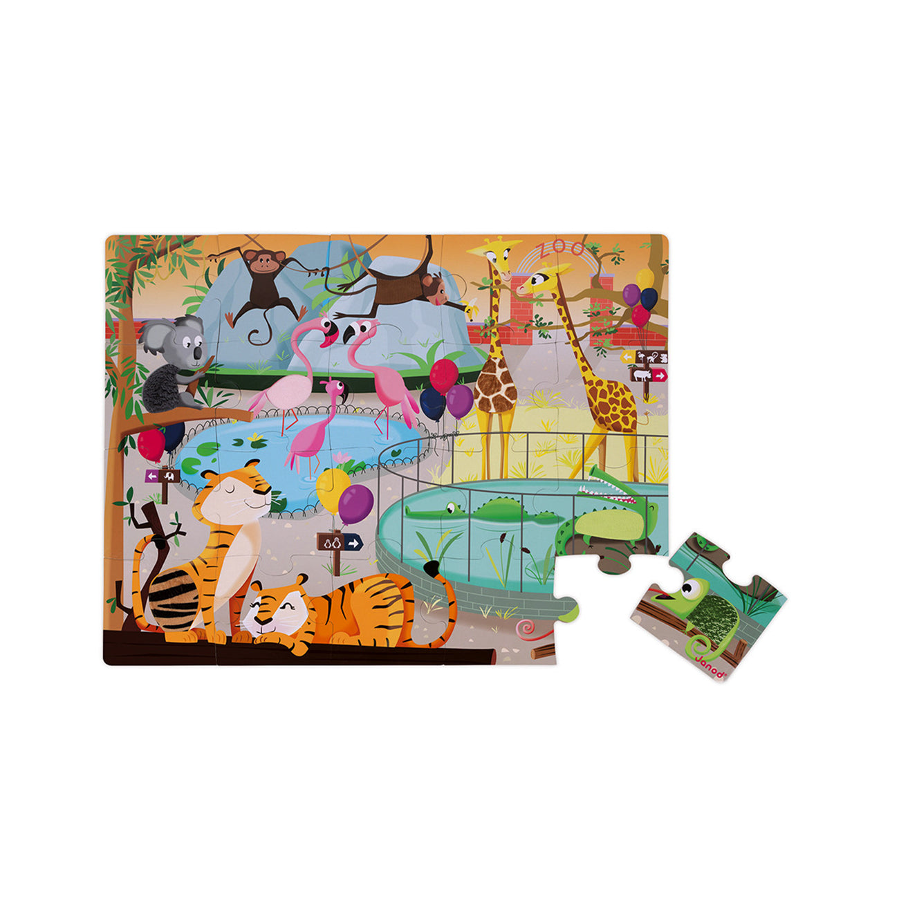 Puzzle tactil, gradina zoologica, 20 piese, +2 ani, Janod