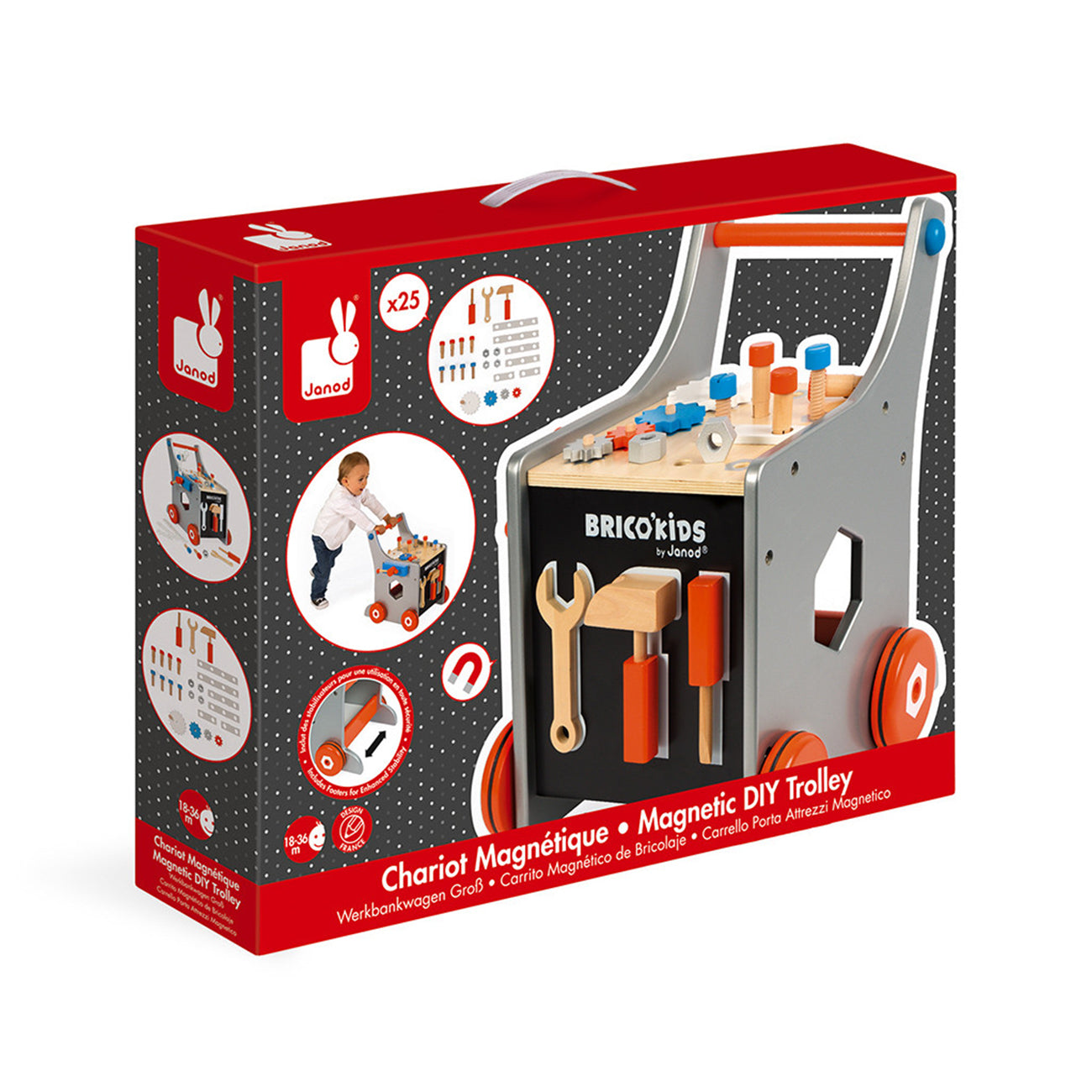 Banc de lucru mobil, magnetic, 25 piese, +18 luni, Janod