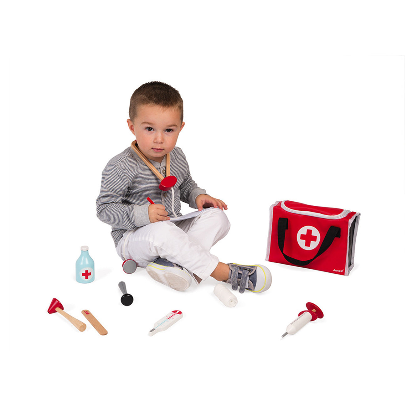 Trusa de doctor, din lemn, 10 accesorii, +3 ani, Janod