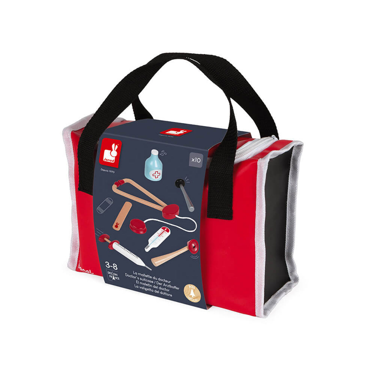 Trusa de doctor, din lemn, 10 accesorii, +3 ani, Janod