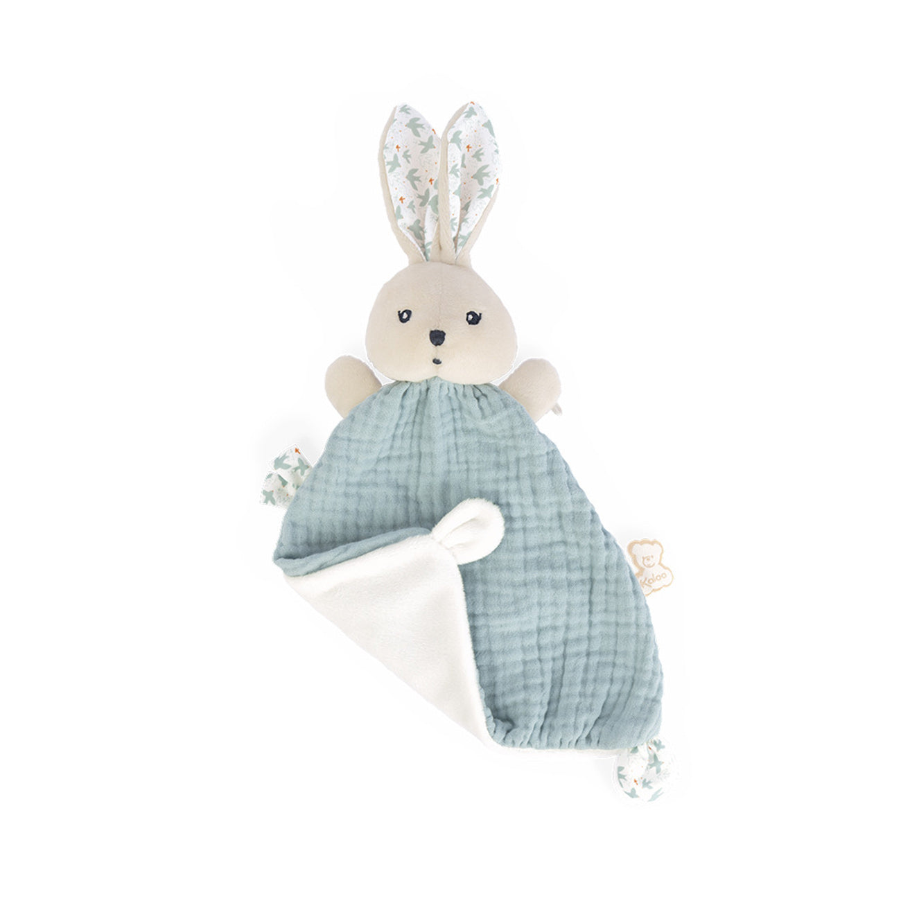 Jucarie doudou Iepuras, din bumbac organic, albastru, 20 cm, colectia K' Doux, +0 luni, Kaloo