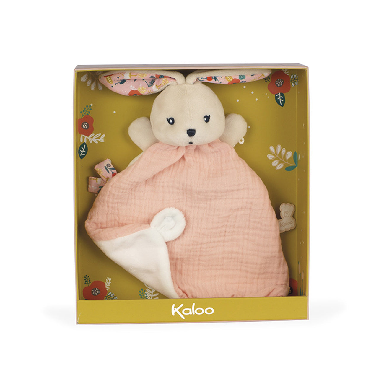Jucarie doudou Iepuras, din bumbac organic, roz, 20 cm, colectia K'Doux, +0 luni, Kaloo