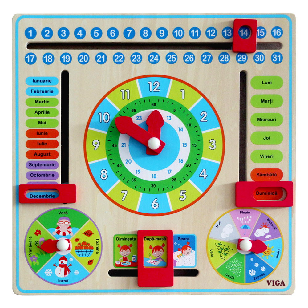 Calendar educativ din lemn, limba romana, Fakopancs
