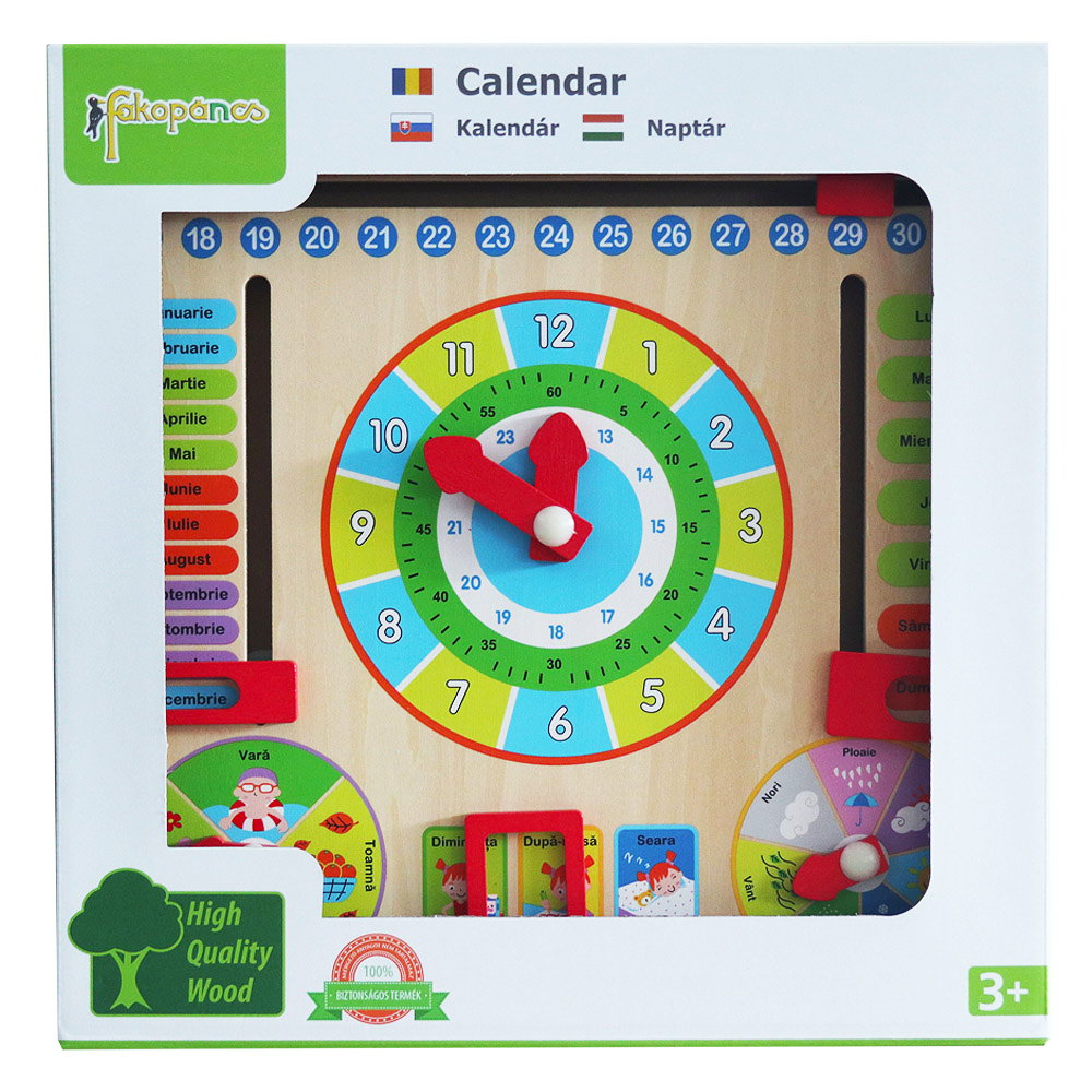 Calendar educativ din lemn, limba romana, Fakopancs