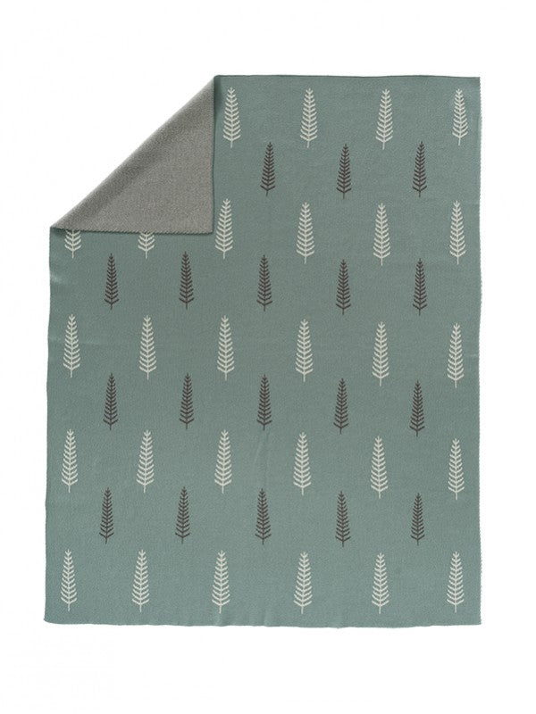 Patura Fine Knitted, din bumbac organic, 80x100 cm, cu model Forest