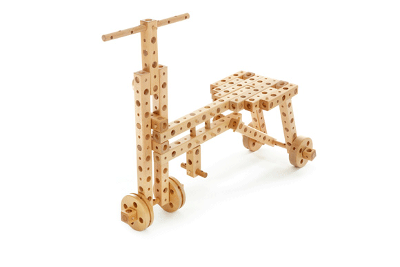 Set constructie mecanica din lemn Pony 01, 120 piese, Pony